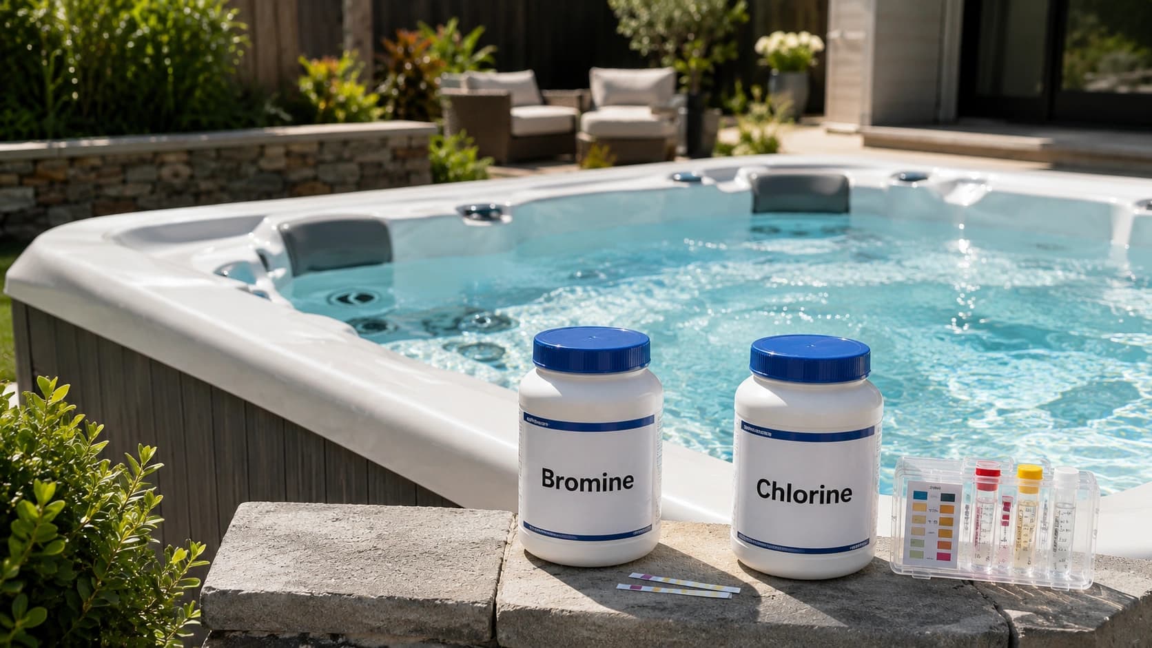 Hot tub water care reference image for an Ontario backyard sanitizer comparison