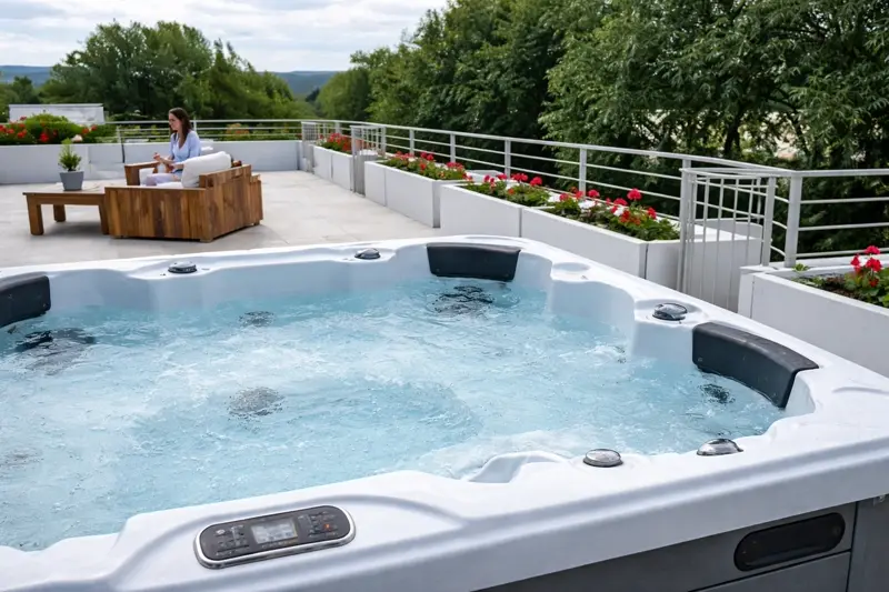 Be Well Canada Executive Series flagship hot tub with backlit jets