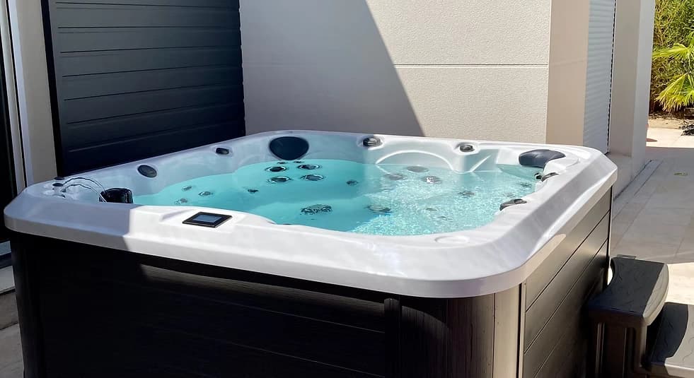 Modern hot tub on patio
