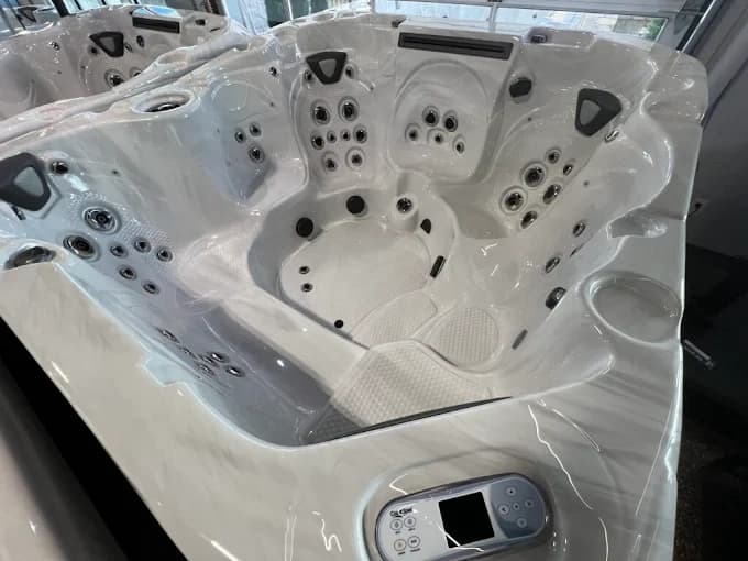Showroom hot tub with jets close-up