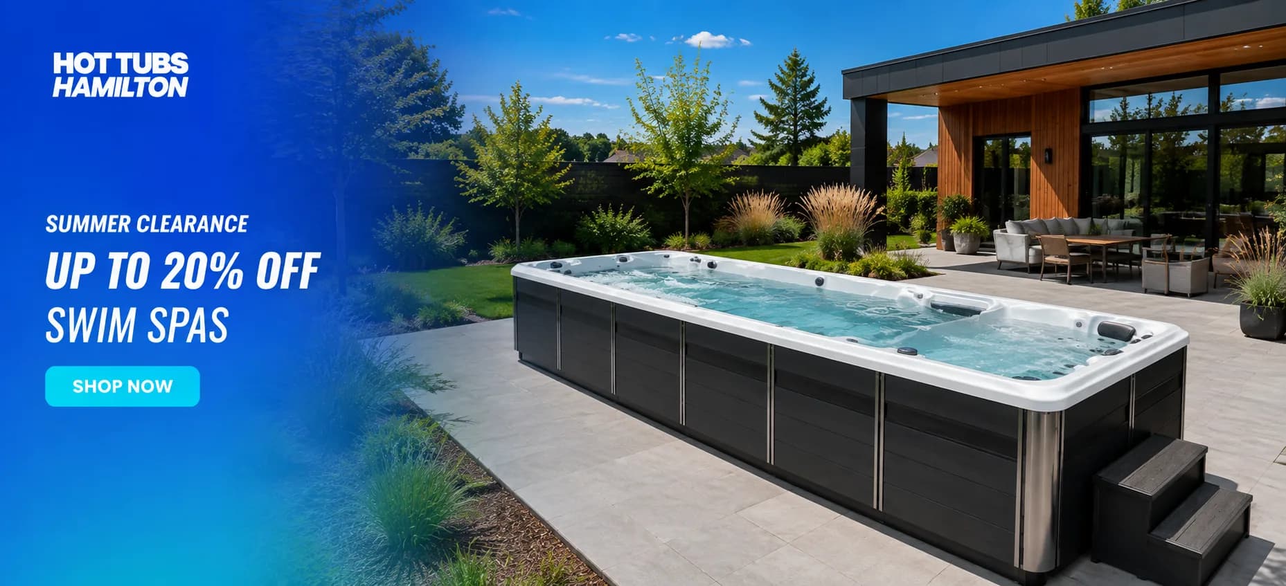 Summer Clearance at Hot Tubs Hamilton - up to 20% off swim spas. Shop now.