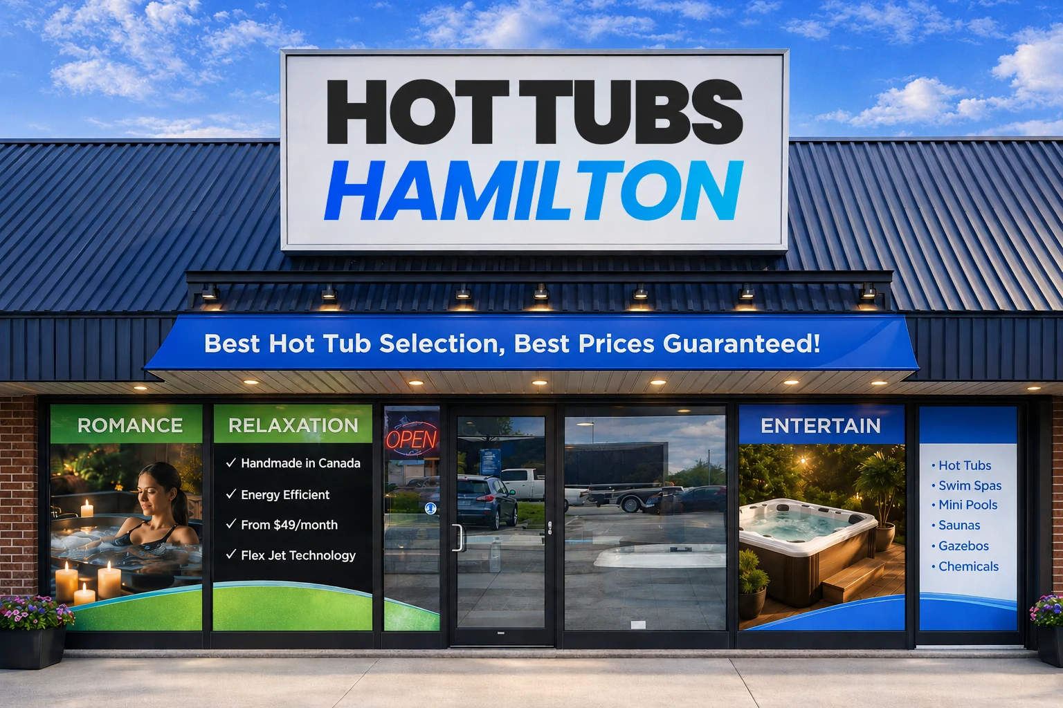 Hot Tubs Hamilton storefront showroom on Upper James Street