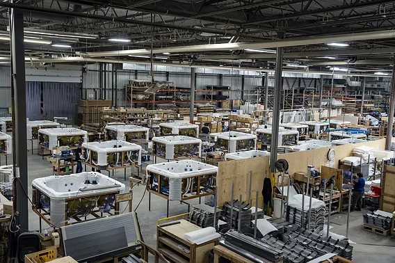 Inside the 100,000 sq ft Maple Spas Quebec manufacturing facility